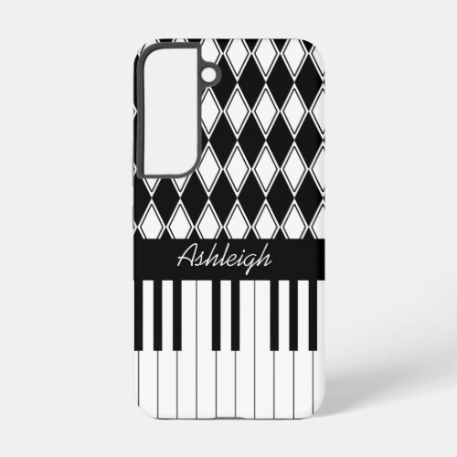 Personalized Piano Keys and Diamonds Samsung Galaxy S22 Case