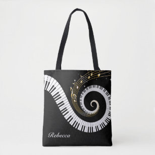 Piano Music Bags Zazzle Personalized Piano Keys And Gold Music Notes Tote Bag