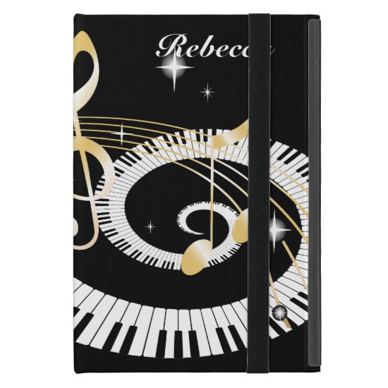 Personalized Piano Keys and Golden Music Notes iPad Mini Cover