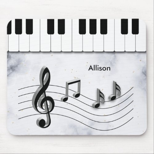 Personalized Piano Keys and Music Notes Mouse Pad