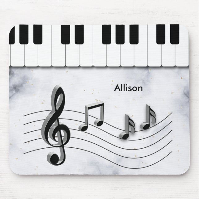 Personalized Piano Keys and Music Notes Mouse Pad (Front)