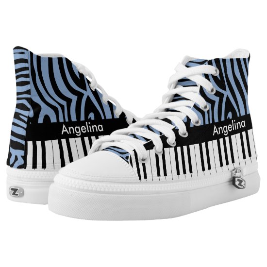 Personalized Piano Keys and zebra print High-Top Sneakers