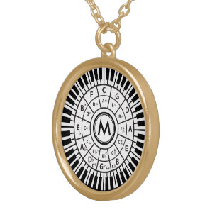 Personalized Piano Keys Circle of Fifths Gold Plated Necklace