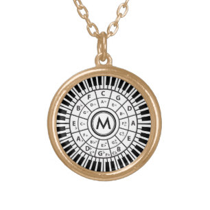 Personalized Piano Keys Circle of Fifths Gold Plated Necklace