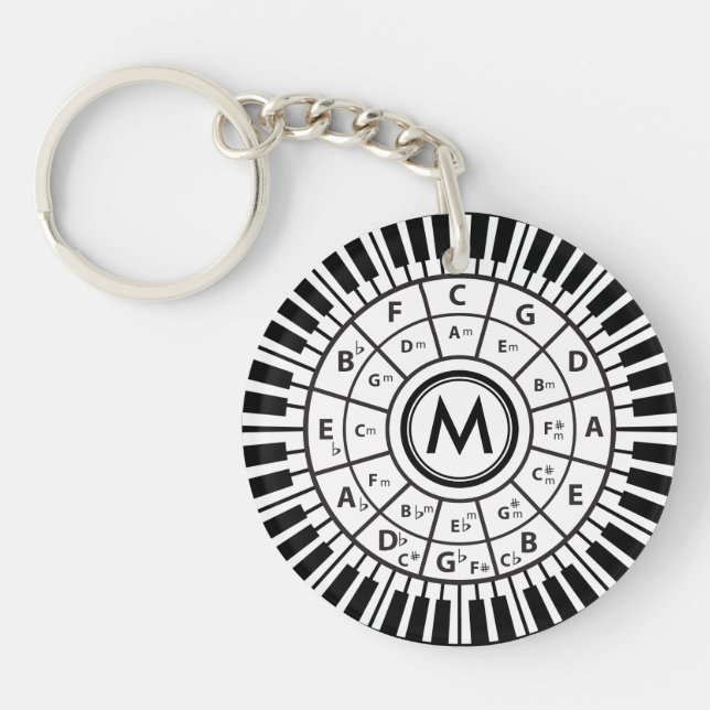 Personalized Piano Keys Circle of Fifths Keychain (Front)
