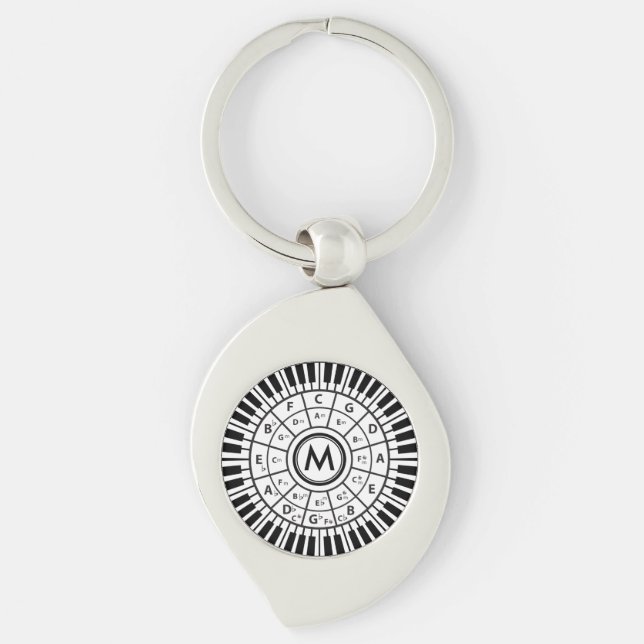 Personalized Piano Keys Circle of Fifths Keychain (Front)