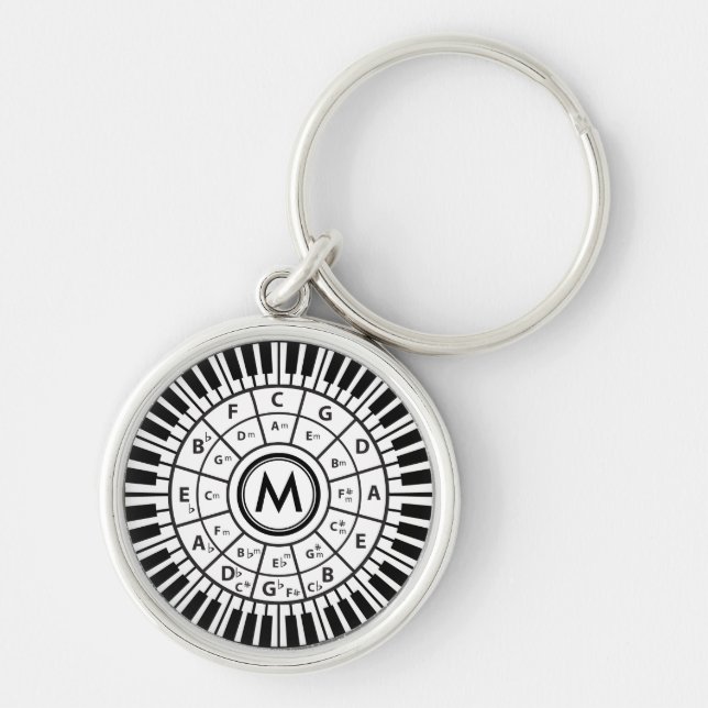 Personalized Piano Keys Circle of Fifths Keychain (Front)