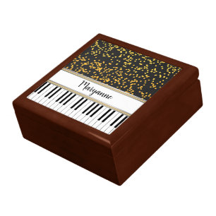Personalized Piano Keys Gold Polka Dots Pattern Gift Box