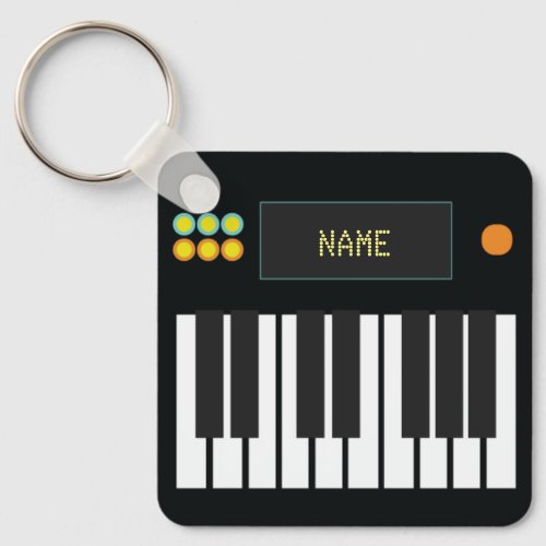 Personalized Piano Keys Keyboard Keychain Black