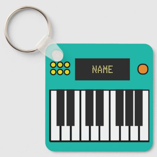 Personalized Piano Keys Keyboard Keychain Turquois