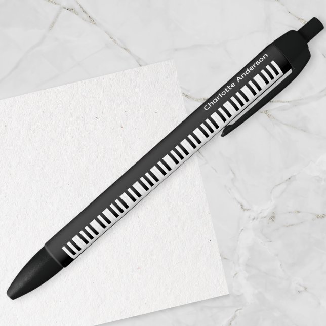Personalized Piano Keys Keyboard Music Musician Pen (Bring a musical flourish to your desk, with this personalized black and white piano keyboard pen)