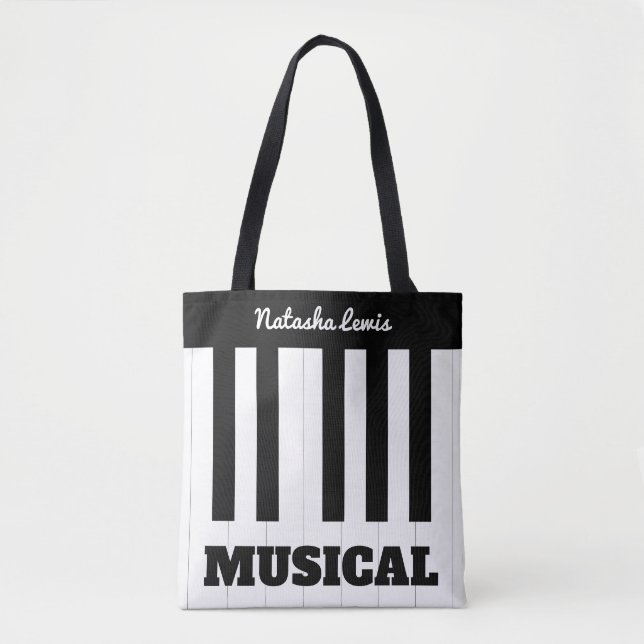 Personalized Piano Keys Music Musical Instrument Tote Bag (Front)