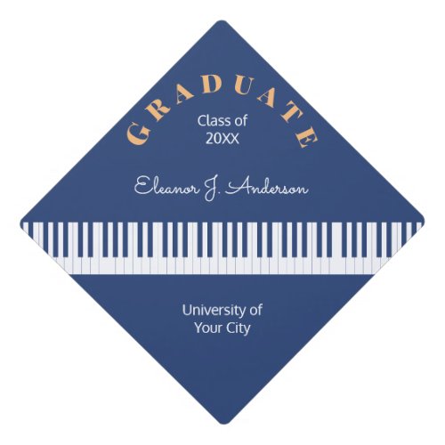 Personalized Piano Keys Musical Keyboard Music Graduation Cap Topper