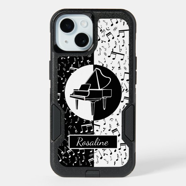 Personalized Piano lover art iPhone 15 Case (Back)