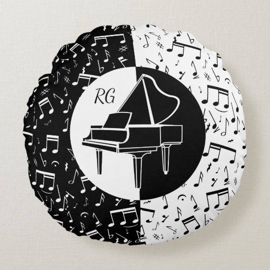 Personalized Piano lover art Round Pillow