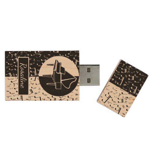 Personalized Piano lover art Wood Flash Drive