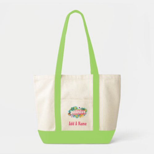 Personalized Piano Music Green Tote Bag