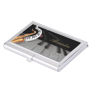 Personalized Piano Music Saxophone Business Card Case