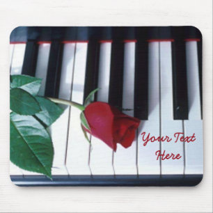 Personalized Piano Rose Keyboard Pattern Mouse Pad