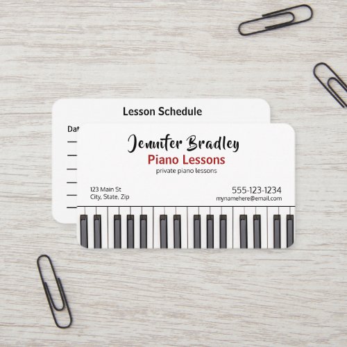 Personalized Piano Teacher Business Cards