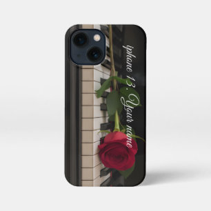 Personalized Piano with a red rose - romantic iPhone 13 Mini Case