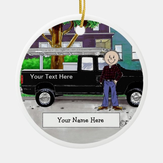 Personalized Pick Up Black Truck - Male Ceramic Ornament (Front)