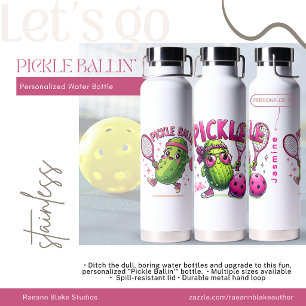 Personalized "Pickle Ballin'" Water Bottle