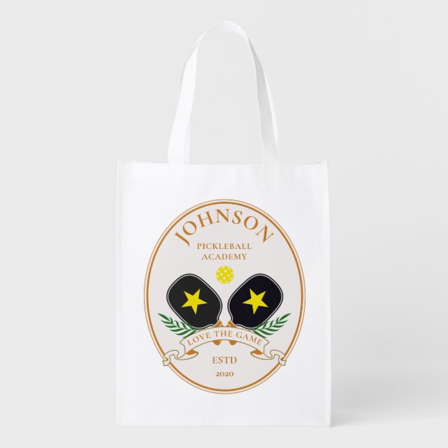 Personalized Pickleball Academy Logo & Name Grocery Bag (Front)