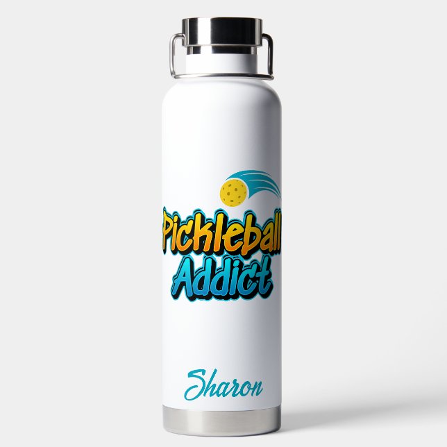 Personalized Pickleball Addict Water Bottle (Back)
