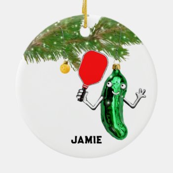 Personalized Pickleball Ceramic Ornament by christmastee at Zazzle