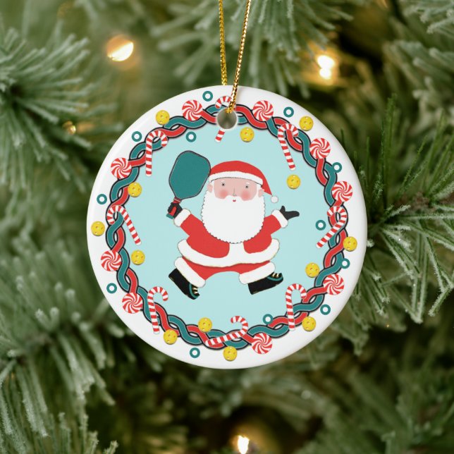 Personalized Pickleball Christmas Collectible Ceramic Ornament (Tree)