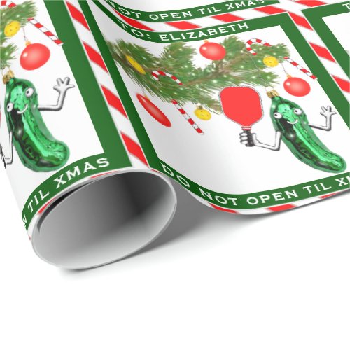 Personalized Pickleball Christmas Holiday Gift Wrapping Paper