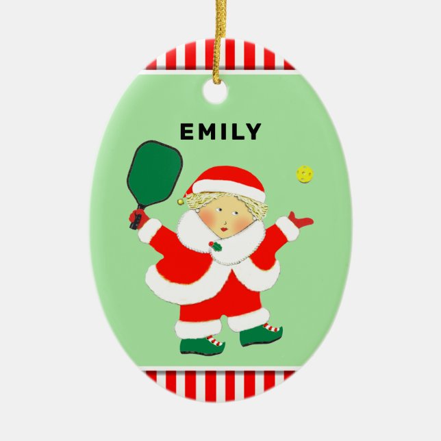 Personalized Pickleball Collectible Ceramic Ornament (Front)