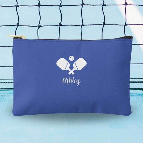 Personalized Pickleball Gift Custom Name Text Blue Accessory Pouch