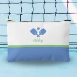 Personalized Pickleball Gift Preppy Blue Green  Accessory Pouch<br><div class="desc">This super cute accessory pouch features crossed Pickleball Paddles,  a ball and your custom text.  Perfect for make up,  toiletries,  jewelry and pickleball necessities. Easily change the colors to suit your style. Makes an awesome gift for your pickleball bestie,  coach,  mom and of course yourself!</div>