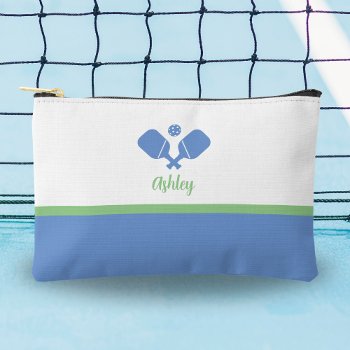 Personalized Pickleball Gift Preppy Blue Green  Accessory Pouch by colorfulgalshop at Zazzle