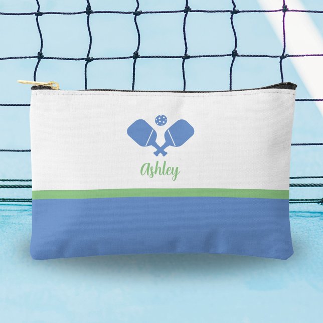 Personalized Pickleball Gift Preppy Blue Green  Accessory Pouch (Creator Uploaded)