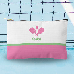 Personalized Pickleball Gift Preppy Pink Green Accessory Pouch