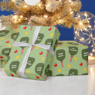 Personalized Pickleball Holiday Gift Wrapping Paper