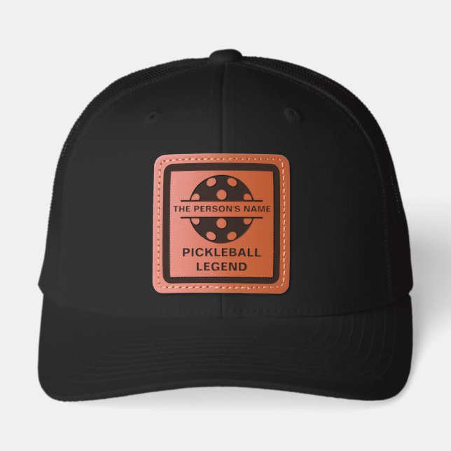 Personalized PICKLEBALL LEGEND Name Leather Patch Hat (Front)