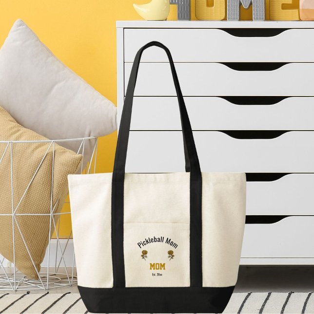 Personalized Pickleball Mom in Elegant Blush Gold Tote Bag (Creator Uploaded)