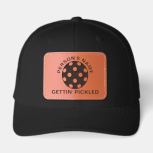 Personalized Pickleball Name GETTIN' PICKLED Leather Patch Hat