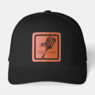 Personalized Pickleball Name Paddle & Ball Leather Patch Hat