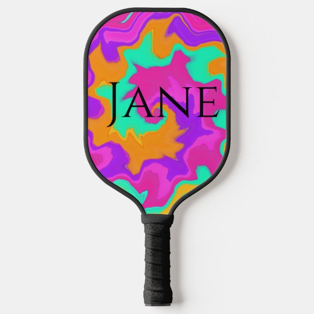 Personalized Pickleball Paddle – Colorful Swirl  (Front)