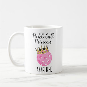 Personalized Pickleball Princess Pink Watercolor Coffee Mug