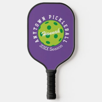 Personalized Pickleball Purple Pickleball Paddle by trendyteeshirts at Zazzle