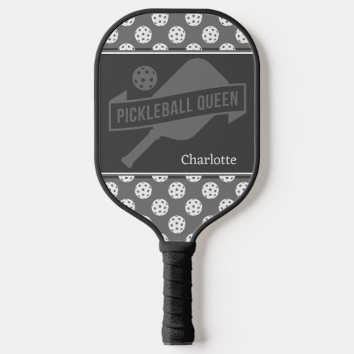 Personalized Pickleball Queen Gray and White Pickleball Paddle