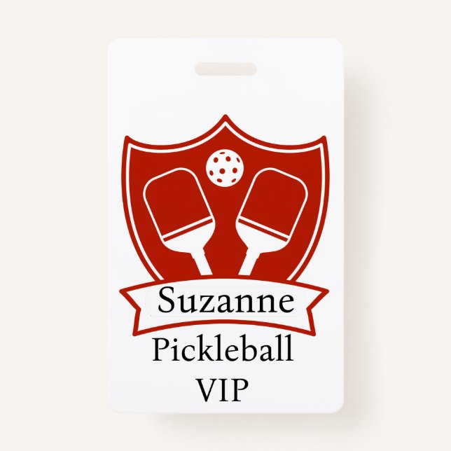 Personalized Pickleball Red VIP  Badge (Front)