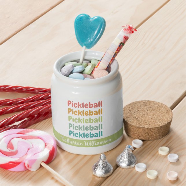 Personalized Pickleball Retro Pickleball Player Candy Jar (In Situ)