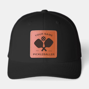 Personalized Pickleball Sports Team Player Name Leather Patch Hat